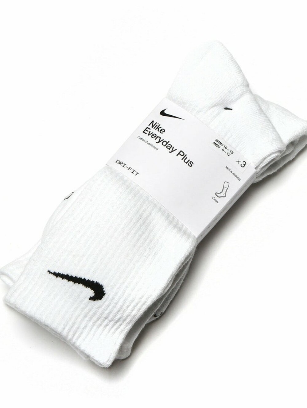Nike Everyday Plus Cotton White High Crew Socks 3 Pack Large Mens 8 - 12 NEW